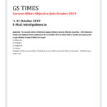 Current Affairs Objective Quiz with explanation pdf October 2019