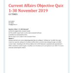Current Affairs Objective Quiz with explanation pdf November 2019